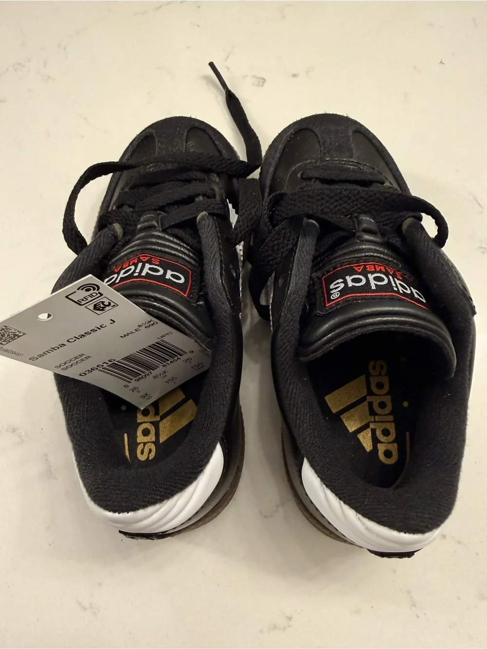 adidas Kids Samba Black and White Leather Sneakers